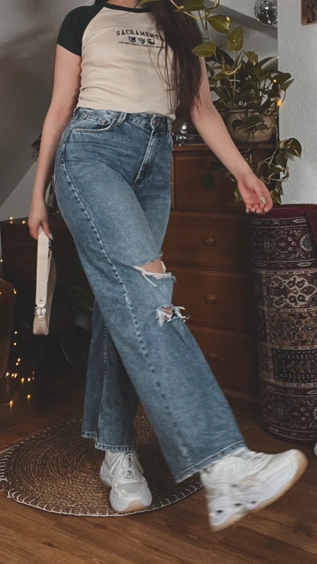 Jeans highwaist ripped wide leg | Size 38
