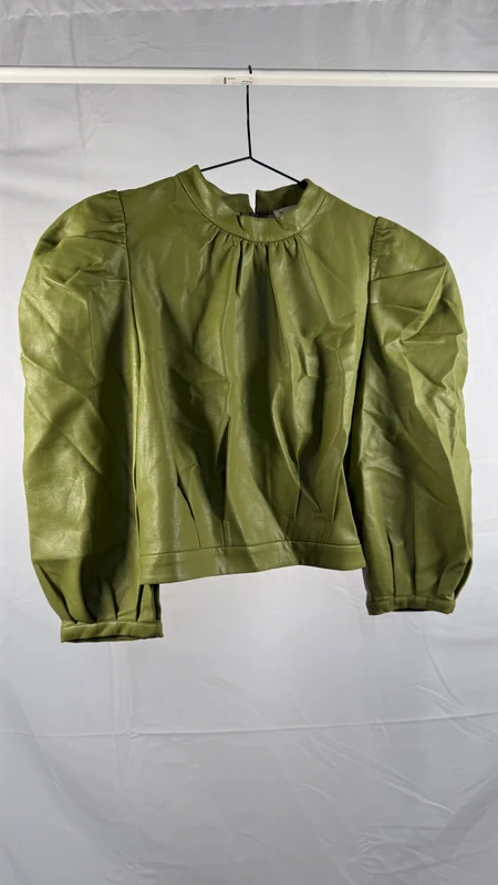 Green faux leather blouse | Size 38
