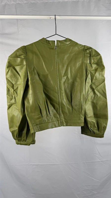 Green faux leather blouse | Size 38