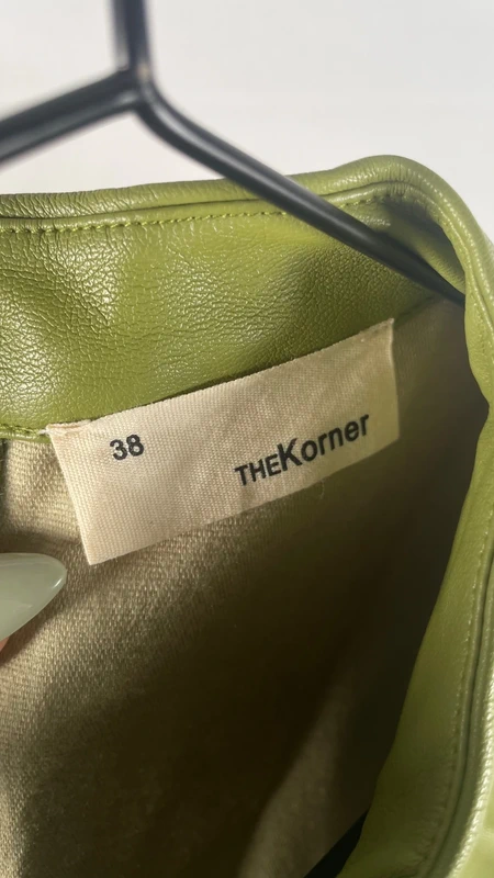 Green faux leather blouse | Size 38